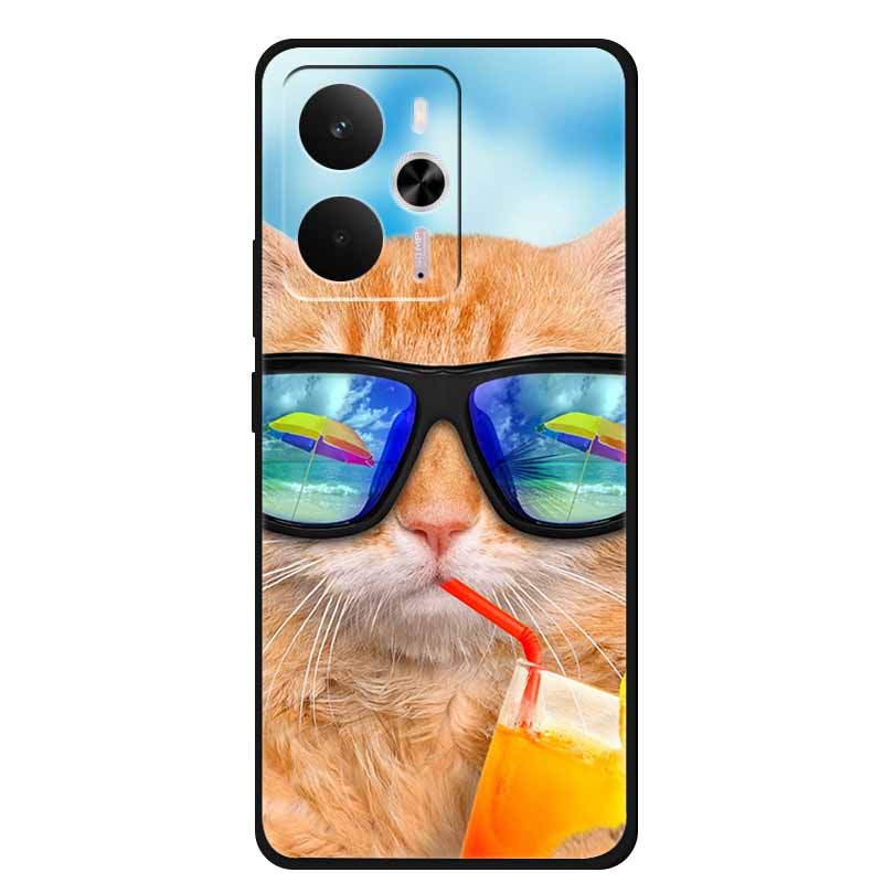 For Realme 14 5G Case Realme14 Coque 6.67" Black Silicone Soft TPU Phone Case For Realme 14 2025 Back Cover Case Shell Funda Cat