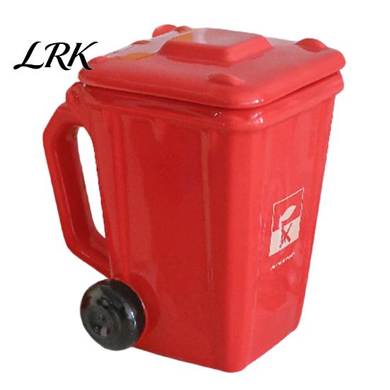 Mini Recycling Bin Mug Funny Trash Ceramic with Lid, Novelty Garbage Can Drinking Tea Cup Handle, Coffee Mug, Gag Gifts for Coworkers, Office