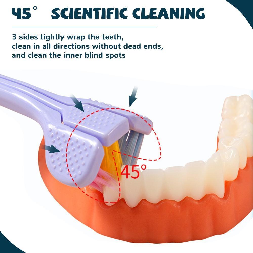 1PC 360 Degree Three-sided Soft Bristle Toothbrush Oral Care Safety Toothbrush Teeth Deep Cleaning Portable Travel Dental Oral Care