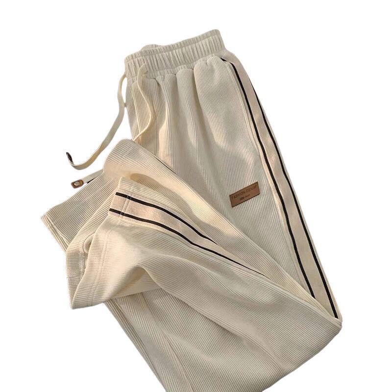 Men's Striped Corduroy Sweatpants - Casual, Loose, Straight-Leg for Spring and Autumn