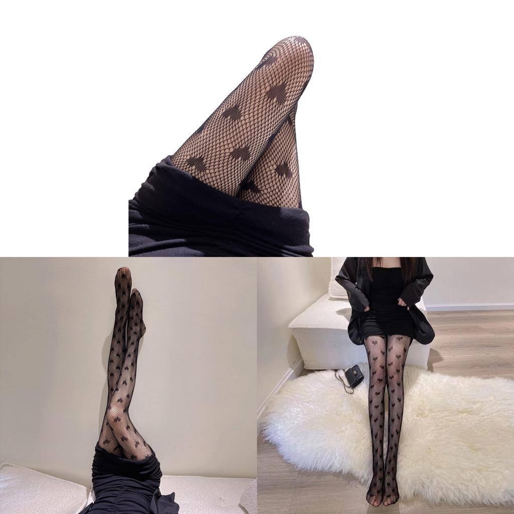 Nylon Fishnet Tights With Love Heart Pattern For Summer Club Wear And Sexy Style