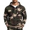 Men S Outdoor Casual Camo Fleece Half Zip Hooded Long Sleeve Sweatshirt