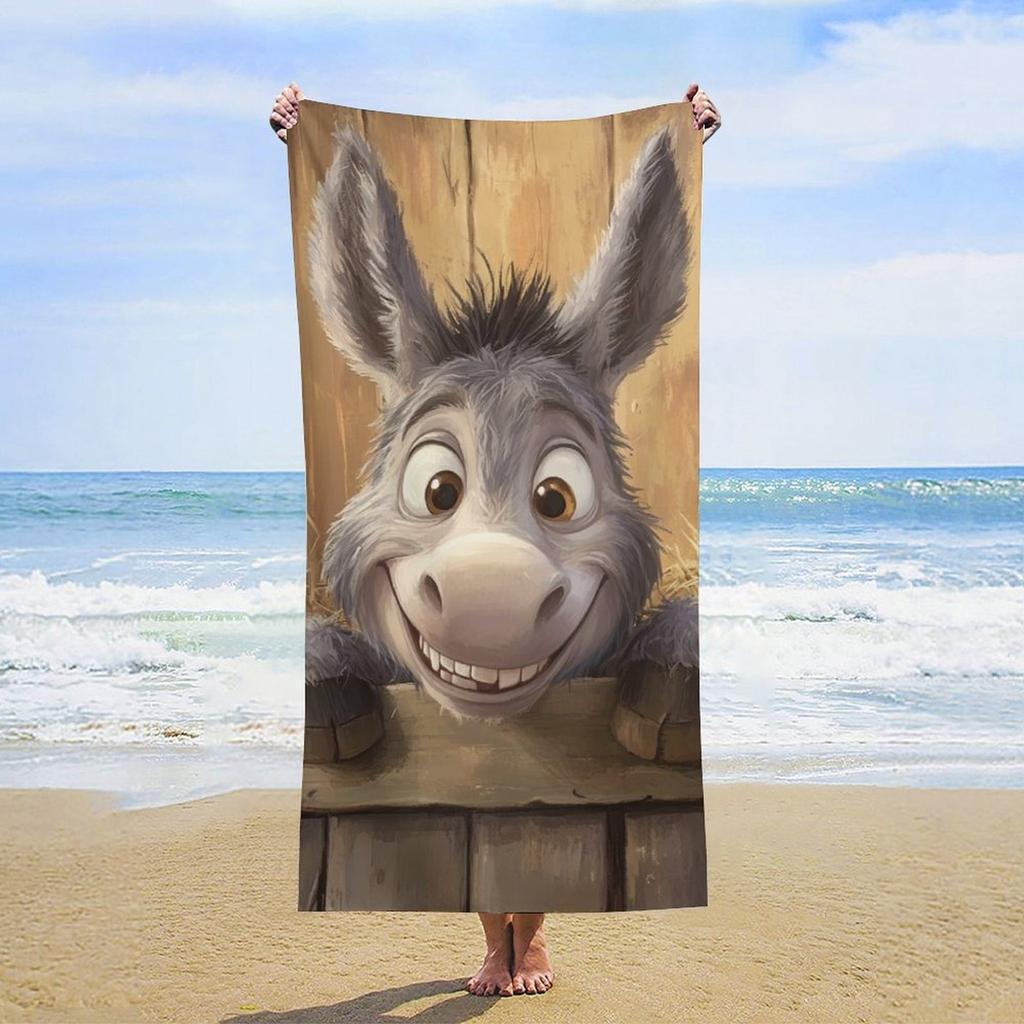 Großes Strandtuch mit Esel-Lächeln-Design, Hochsaugfähig und Schnelltrocknend, Perfekt für Sommeraktivitäten wie Schwimmen