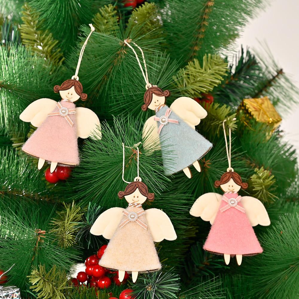 Beautifully Crafted Wooden Angel Girl Christmas Decorations In Colors Assorted