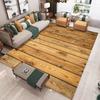 Holzmuster Wohnzimmerteppich Design im Naturstil Indoor Heimdeko Großflächiger Teppich Rutschfeste Fußmatte für Rustikales Zuhause