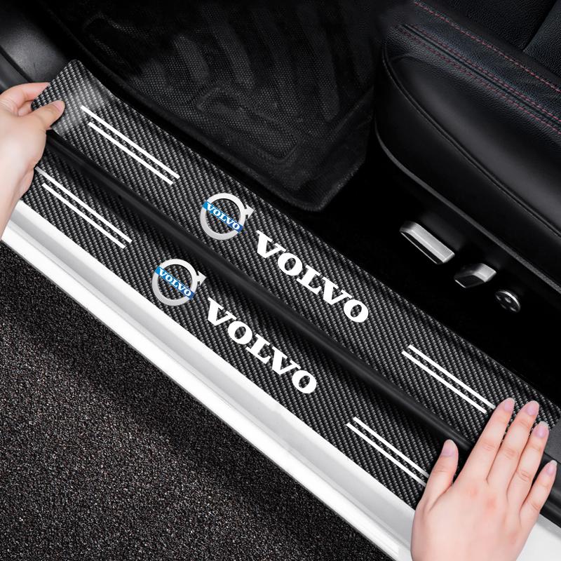 Car Door Plate Carbon Fiber Threshold Protector Sticker Decals For Volvo T6 V90 V60 V40 XC90 S60 C30 XC60 V50 V70 S90 XC40 S80