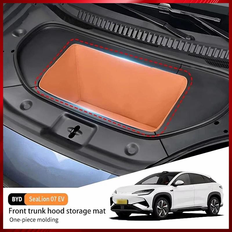 For BYD SeaLion 07 EV Car Front Trunk Hood Storage Mat Leather Organizer Protection Pad Anti-slip Shock Absorption Accessories