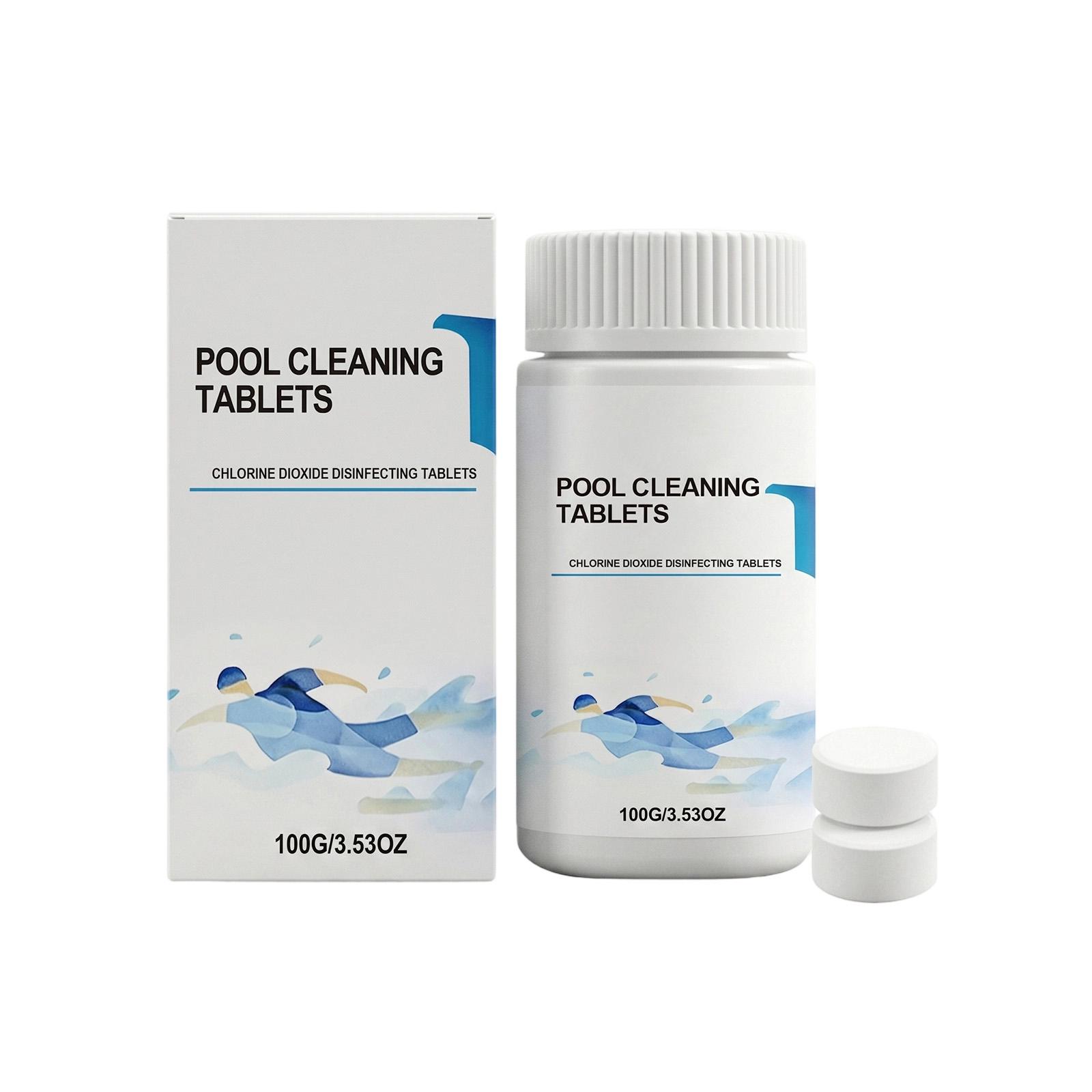 

Pool Cleaning Tablets Chlorine Dioxide Disinfecting Tablets 100g Effective Water Treatment for Swimming Pools and Spas Safe and Easy to Use one size білий