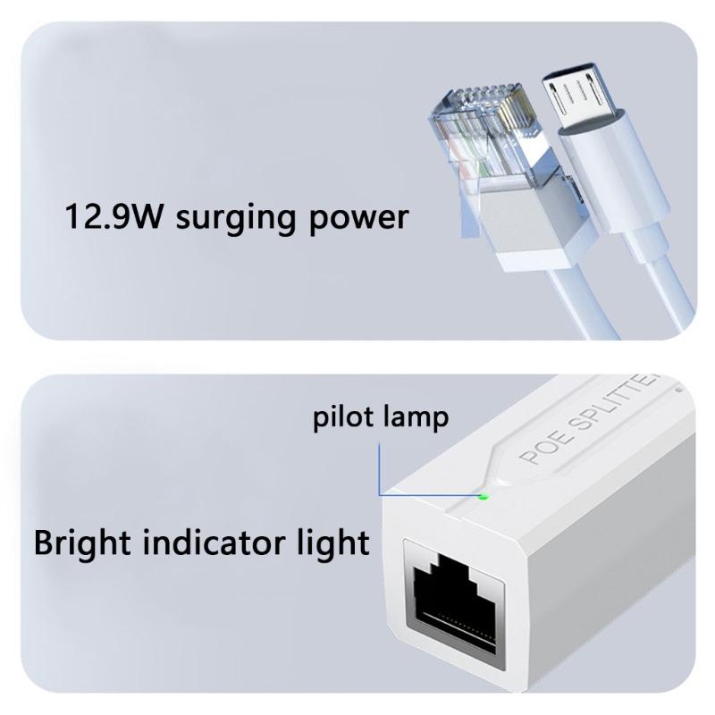 Miniature Micros USB/Type C Active Poe Splitter Power Converters DC40V To DC5V For Security Camera And Networking Devices
