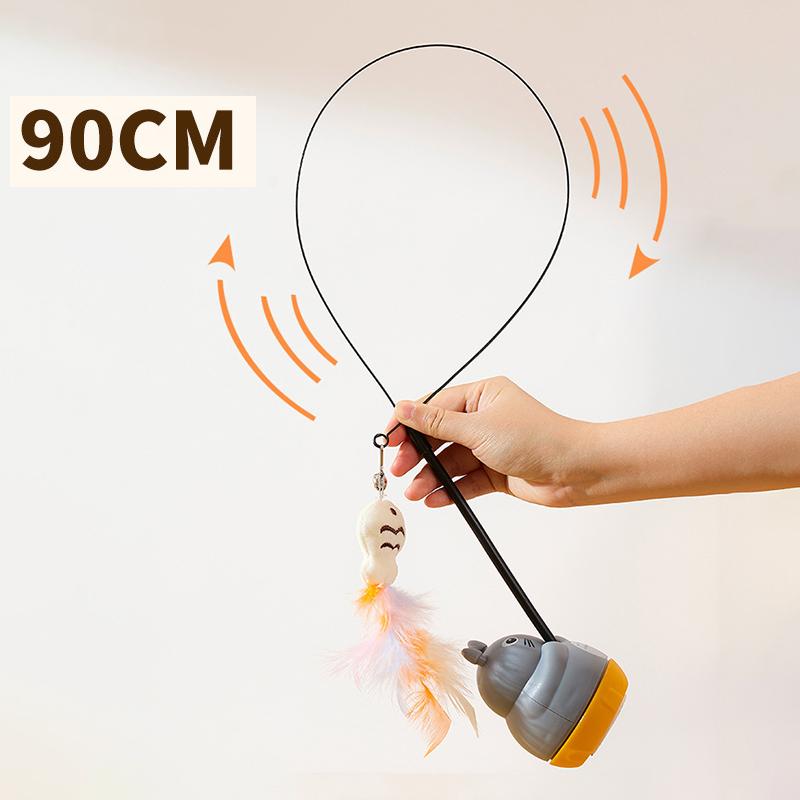 Cute Durable Cat Teaser Stick with Suction Plate Funny Long Pole Feather Rotating Self-pleasure Pet Toy for Kitten Cats Supplies