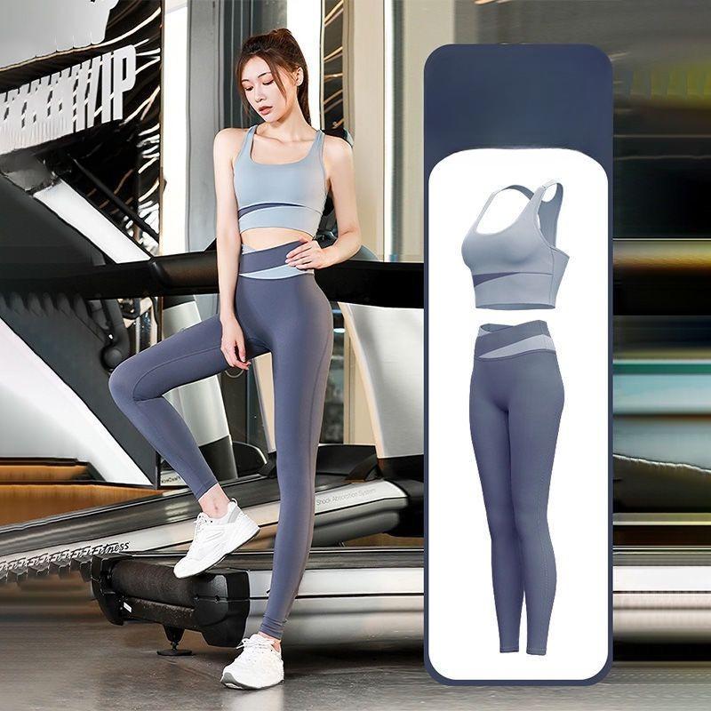 High Waist Yoga Pants for Women Butt Lifting Workout Leggings Slim Fit Sports Outfit 2 Piece Sets Tights