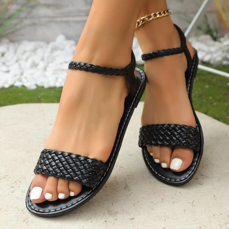 Fashion Women's Casual Flat Sandals Braided Design Popular Brown Color Comfortable Shoes for Everyday Wear