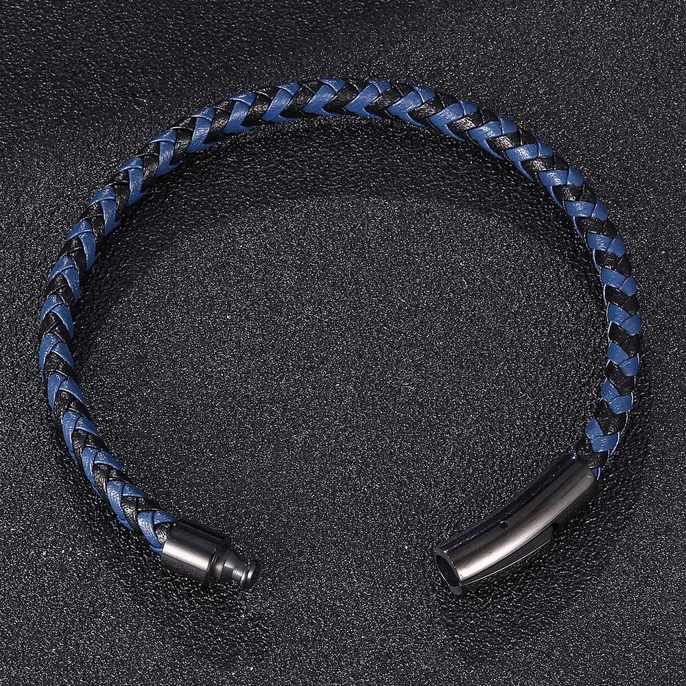 Trendy Leren Touw Armband voor Koppels in Koreaanse Stijl met Zwarte Roestvrijstalen Drukknop
