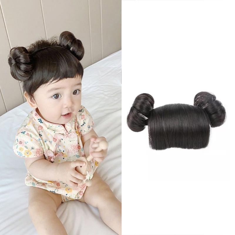 Bun Headbands Infants Wig Bangs Chignons Hairpiece 1-4T Girls Boy Headwear Lovely Buns Hairband Decors