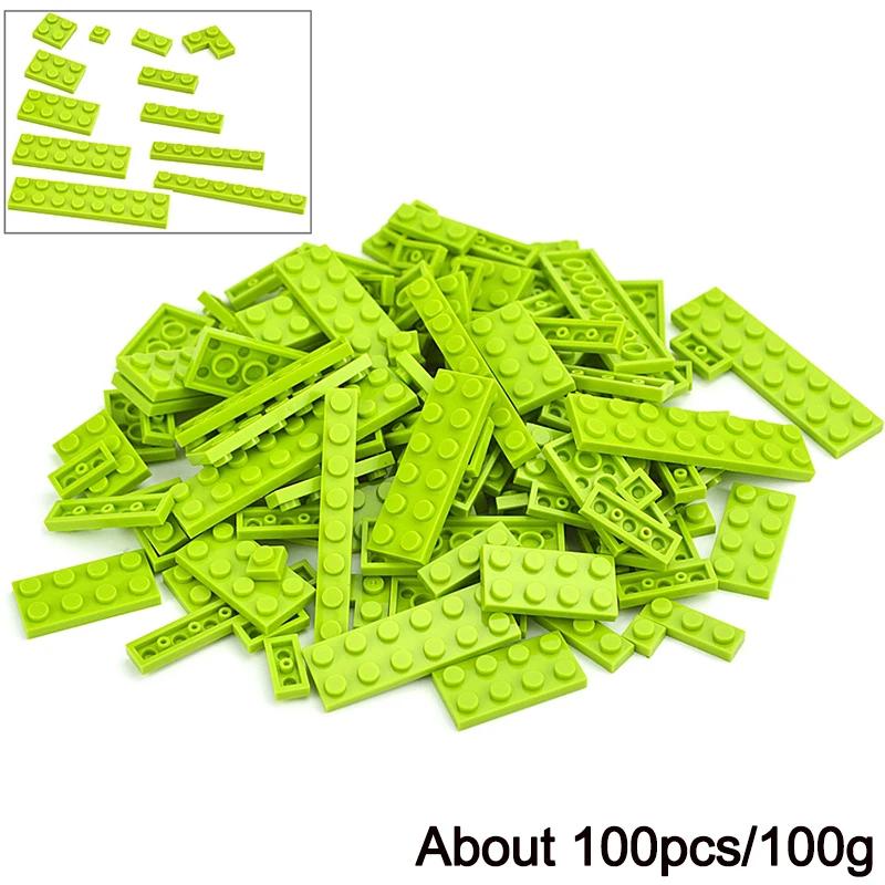 100Pcs Bulk Parts Thin Bricks 12 Size Mixed 15 Color Building Blocks Figures MOC Model Educational Construction Toy for Kid Gift
