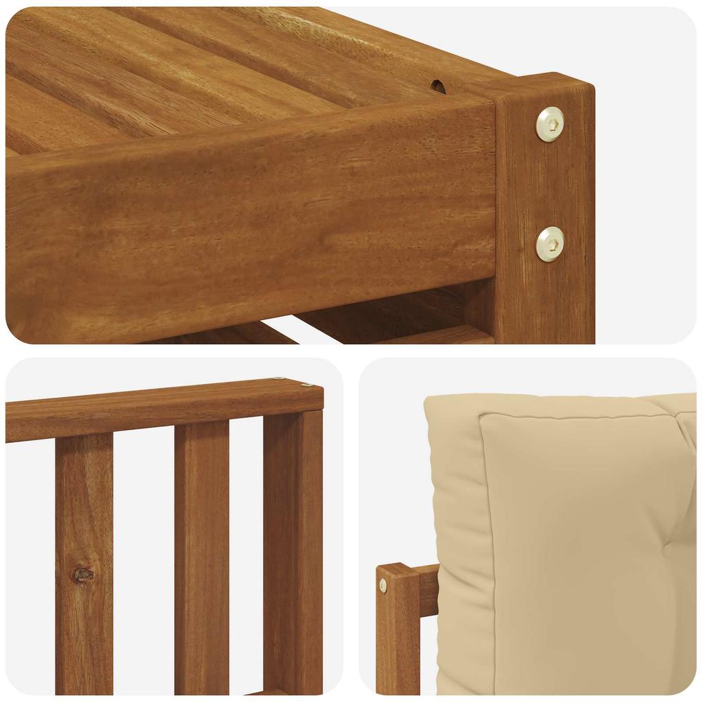 Outdoor Sofa Set 9 pcs Natural & Beige Solid Acacia Wood