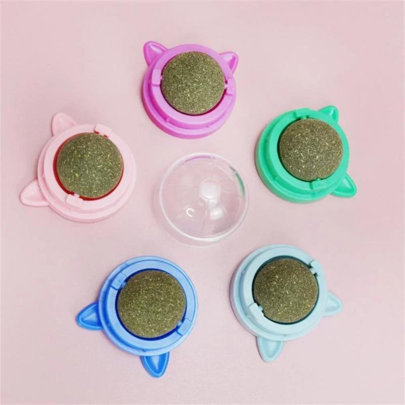 Catnip Ball Cat Toy Self-exuberant Teething Catticker Stick To The Wall Lick Lick Roca Ready-to-eat Baby Cat Supplies LS