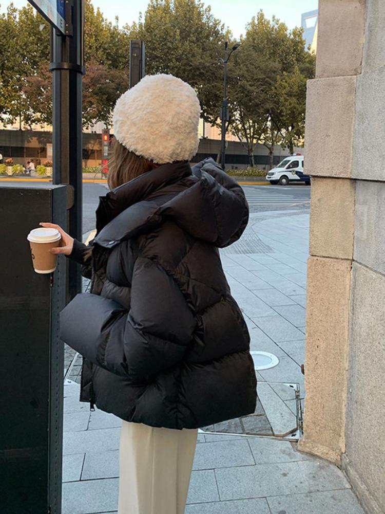 New Winter Sweet Down Cotton Jacket Women Fashion Coat Ladies Hooded Outwear Parkas Thick Cotton Padded Streetwear Overcoat 2024