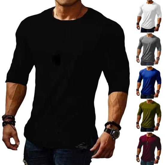 Dlouhé rukávy Jednobarevné Pánské Top Outdoor Sport Elastické Slim Fit Podzimní tričko