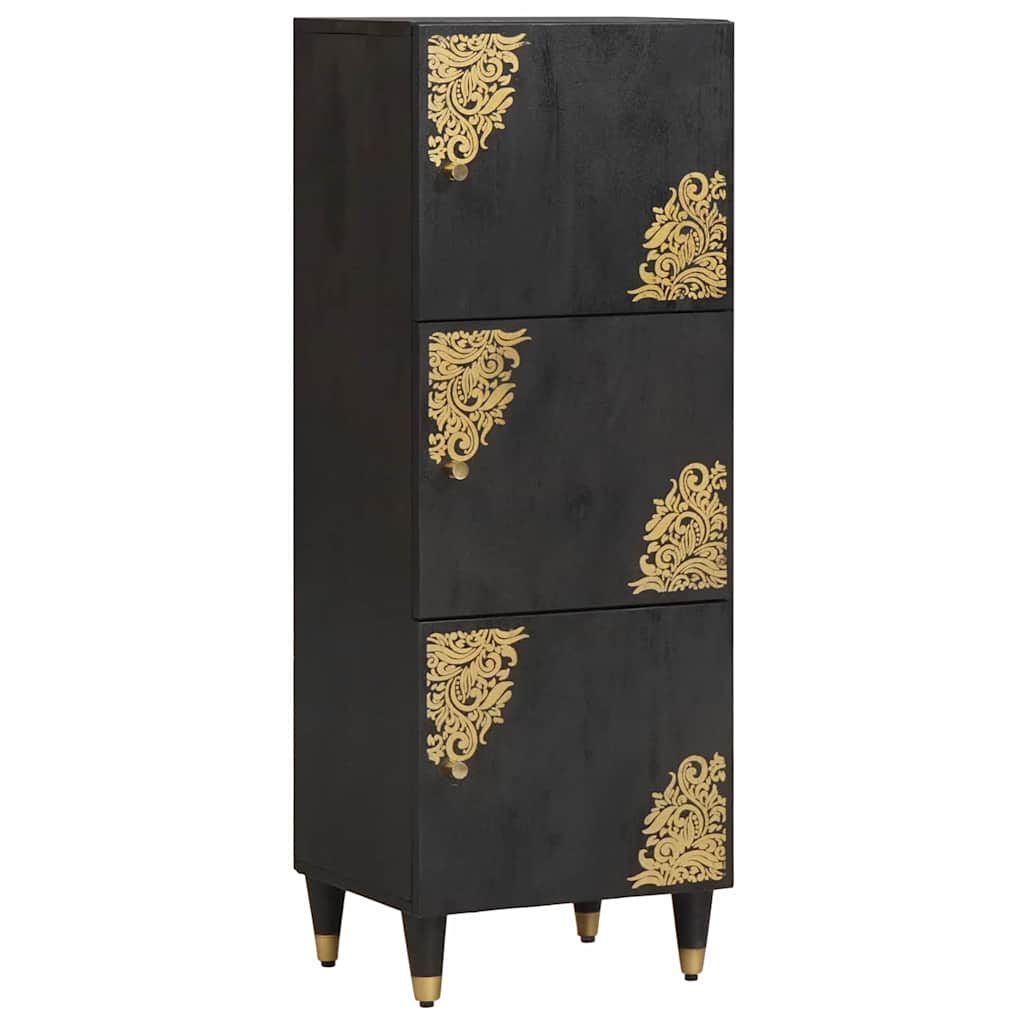 Highboard with Shelf Black 40 x 33 x 110 cm Solid Mango Wood