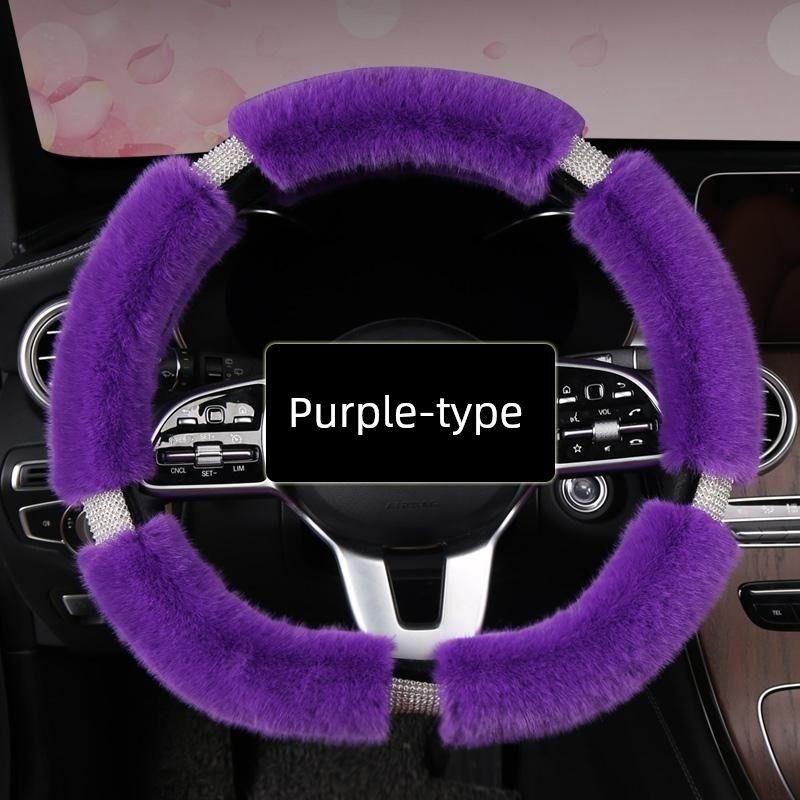 Car Steering Wheel Cover Winter Warm Short Plush Universal Car Handle Cover Trendy Cute Goddess Fashion Style Interior Decoration