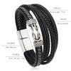 Multi Layer Braided Magnetic Clasp Leather Bracelet For Men Punk Cuff
