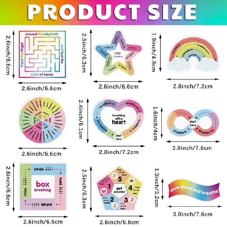 8/9 Pcs Textured Calm Sticker Anxiety Calming Sticker Anxiety Sensory Sticker Stress Relief Sticker for Office