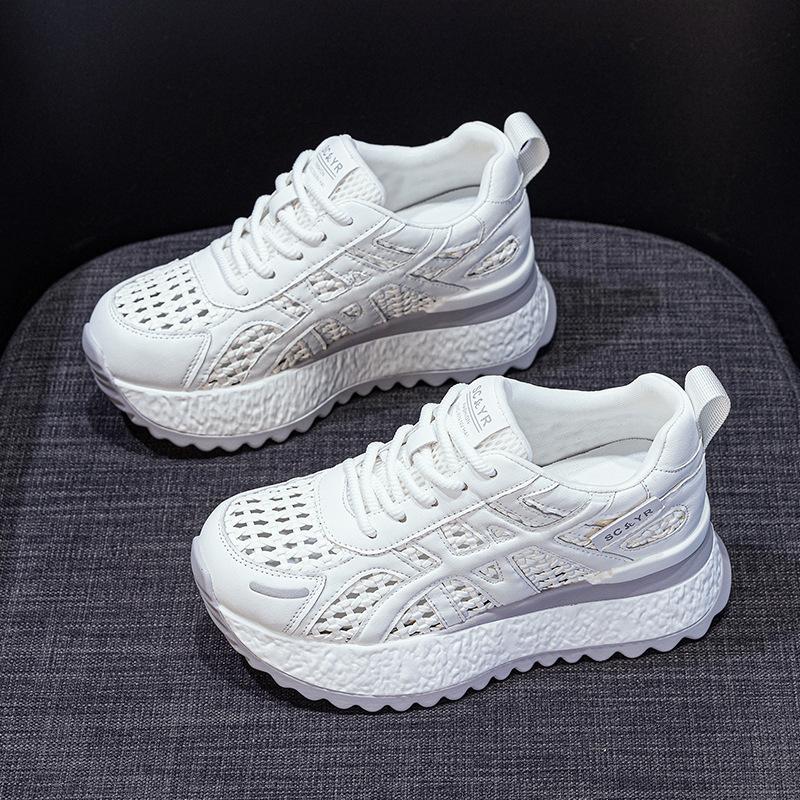 Fashion Women's Platform Sneakers Luxury Mesh Breathable Sports Running Shoes Height Increase Comfortable Fashion Lace-up Casual Shoes