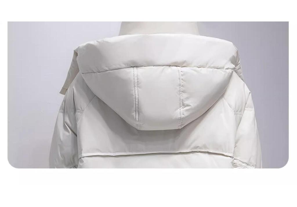 Women's Mid-Length Winter White Duck Down Hooded Coat - Fashionable and Warm