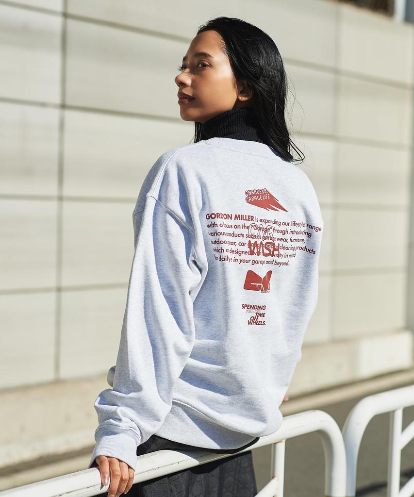 GORDON MILLER Men's Sponsor Print Crew Neck Sweatshirt, 12.7 Oz, Light Gray/Red, Size XL (1745167)