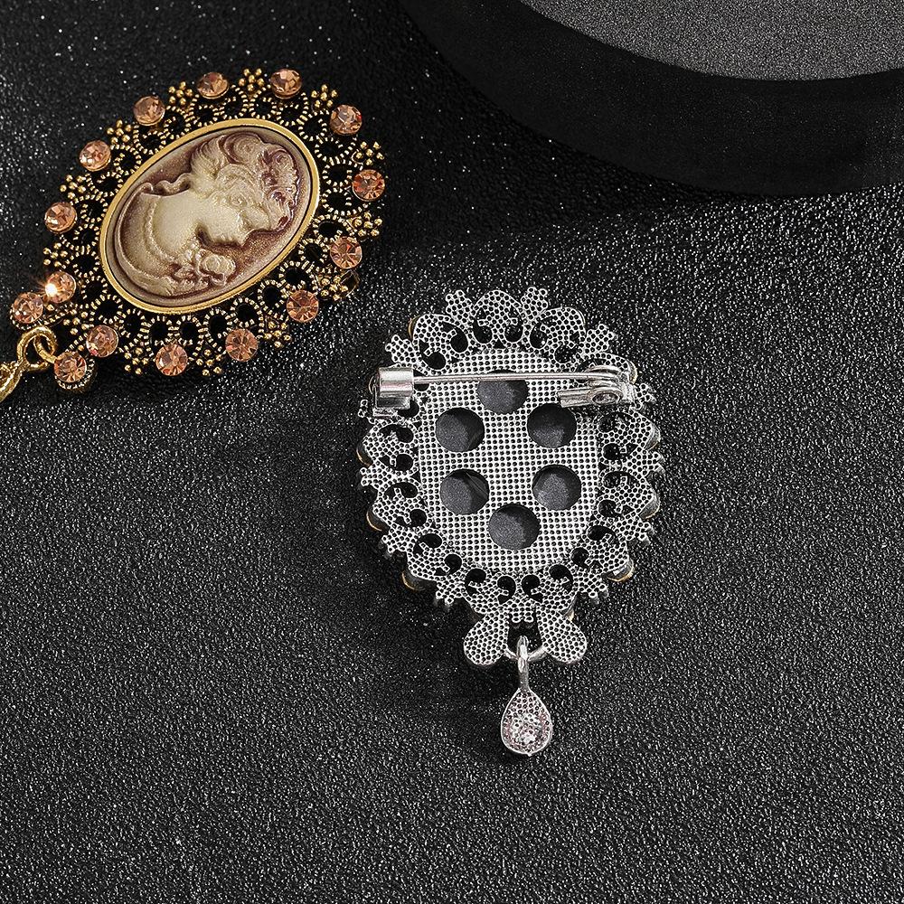 Retro Beauty Head Ins French Badge Gift Brooch