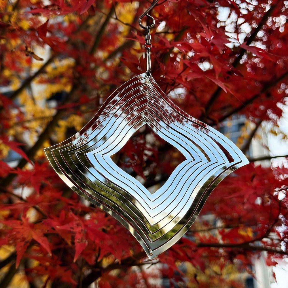 3D Flowing Wind Spinner Stainless 10/15cm Catcher Hanging Decor 10 Styles Mirrored Wind Chimes Sculptures