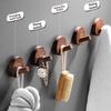 4pcs Beech Walnut Wood Wood Hook Solid Wood Punch Free Wall Hook Wood Handle Simple Design Towel Hook Bathroom Organizer