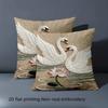 1 federa stampa piatta 2D Motivo cigno ricamato Stile juta Cuscino Federa per cuscino in poliestere Copricuscino decorativo per divano