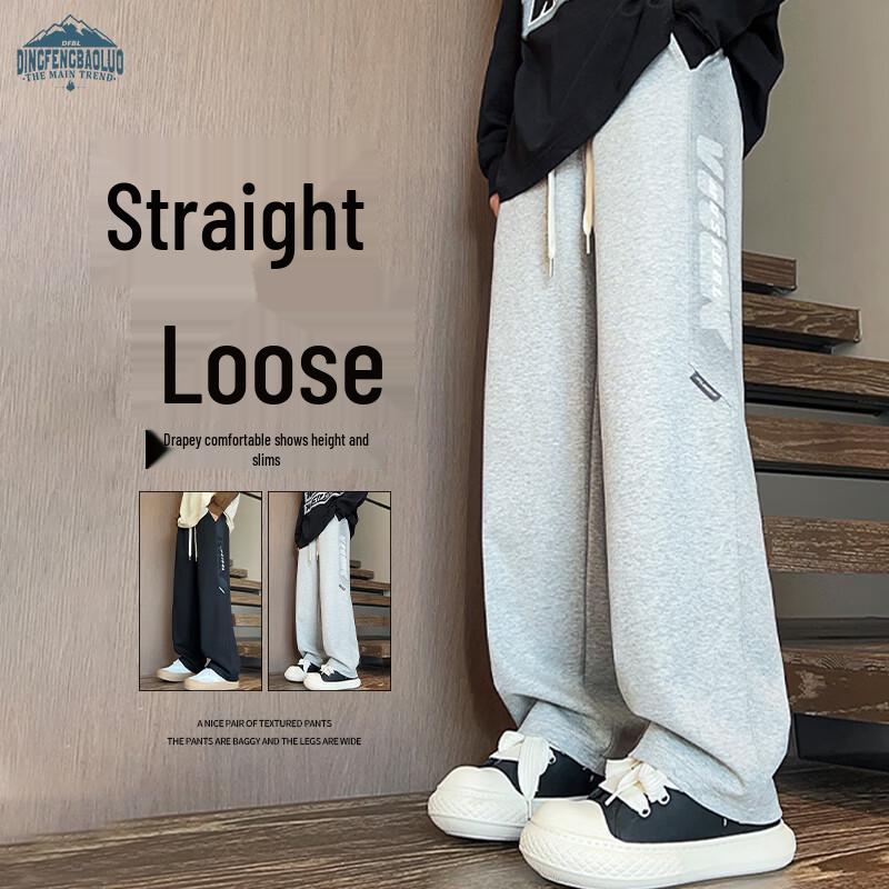 

Dingfengbaoluo Men s High Street Straight-Leg Casual Sweatpants DFK02 L