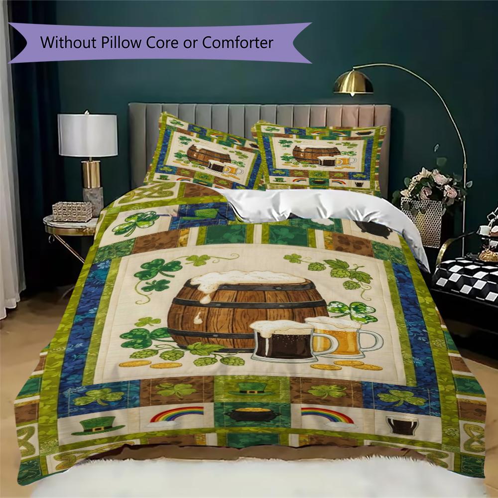St.Patrick's Day Pattern Bedding uilt Set uilt Cover Pillowcase Home Decoration Birthday Gift (1 * duvet cover + 2 * pillowcase without core)74