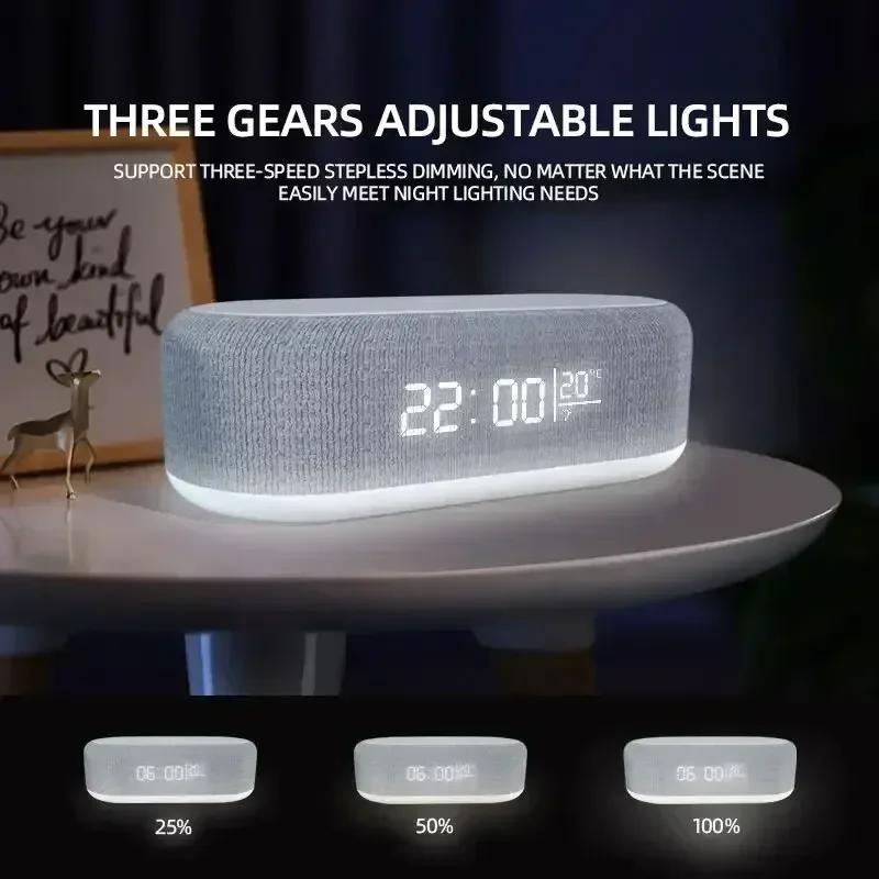 Kablosuz Şarj Cihazları Pad Stand Telefon 15W Hızlı Şarj Yuvası Alarm Yatak Odası Lambası Gece Lambası Masaüstü Saati Sıcaklık Termometresi