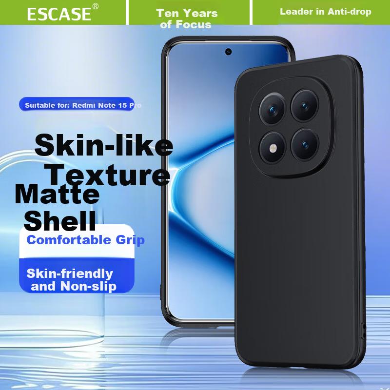 Redmi Note 15 Pro Phone Case, Redmi Note 15 Pro Full Lens Protection, Ultra-Thin Frosted Anti-Drop Simple Soft Case, Anti-Fingerprint, Black