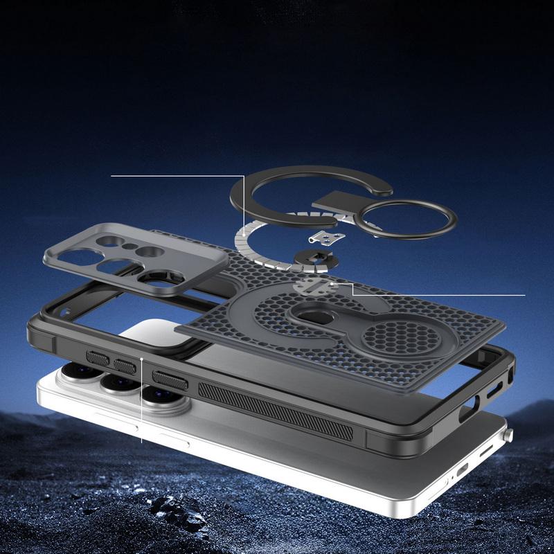 Magnetic Heat Dissipation Case For Samsung Galaxy S26 Ultra S25 Edge S24 Plus S23 FE Hybrid TPU+PC 360 Rotating Ring Stand Cover Case