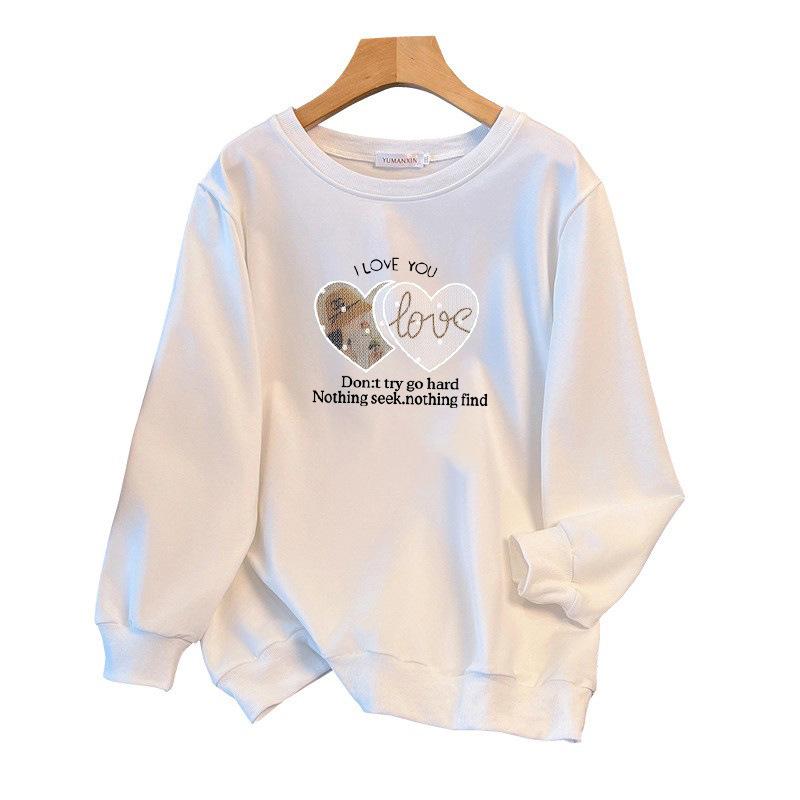 Loose Autumn Sweatshirt for Plus Sizes (200-350 Jin, Bust 150/160)