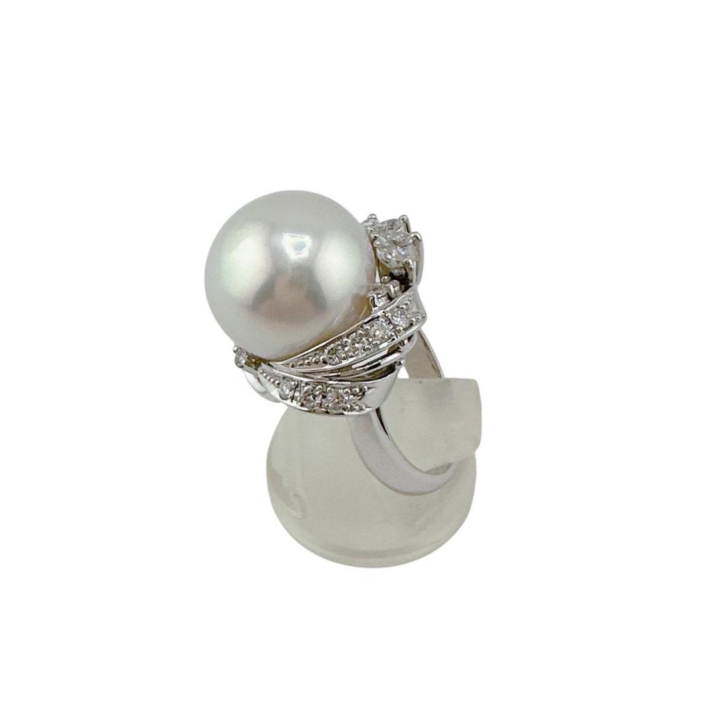 South Sea Pearl White Butterfly Farming Ring Pearl Silverx Pink Women XQ8194 Used