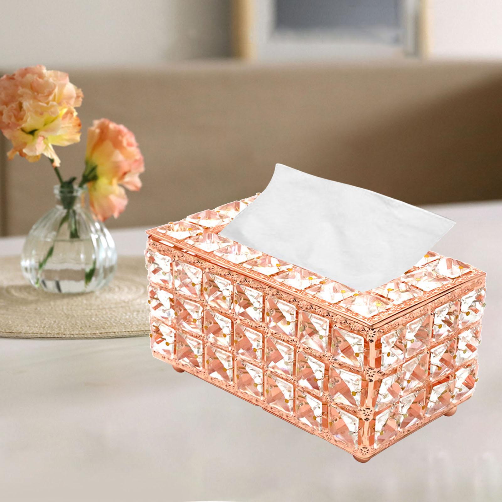 Bling Kristall Taschentuchbox Abdeckung Elegante Serviettenhalter Hülle Organizer white