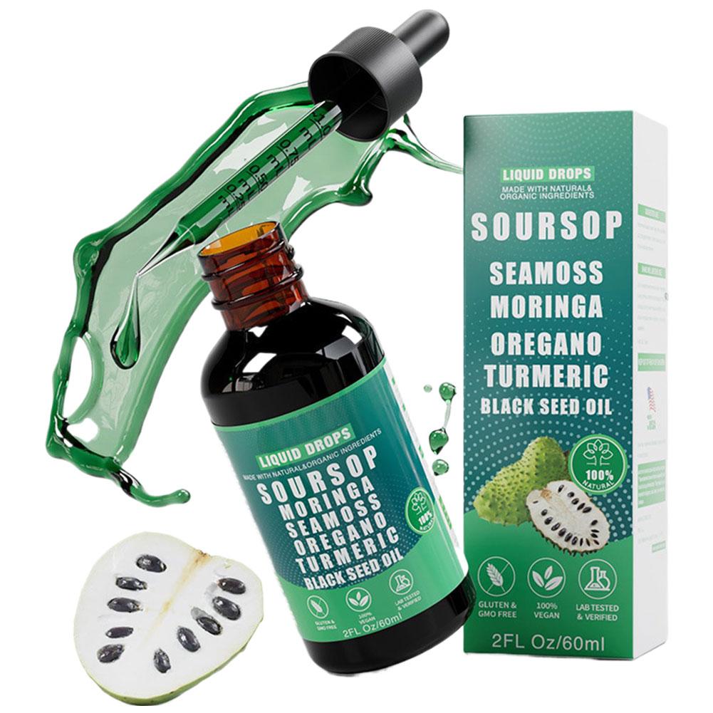 60ml 10-in-1 Natural Soursop Extract Drops High Antioxidant Promote Digestion Pure Concentrated Formula All Ages Use 1-10PCS