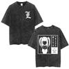 Vintage Washed Anime Death Note Manga Logo Graphic T-shirt Men Women Printed Tee Summer Casual Fashion Clothing Tops High Quality Streetwear