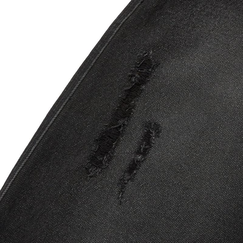 KIRSH Damaged Wash Long Denim Skirt [Black]