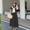 Large Size Women's College Style Shawl Polo Collar Dress 2026 Summer Waist and Thin Dress 214366