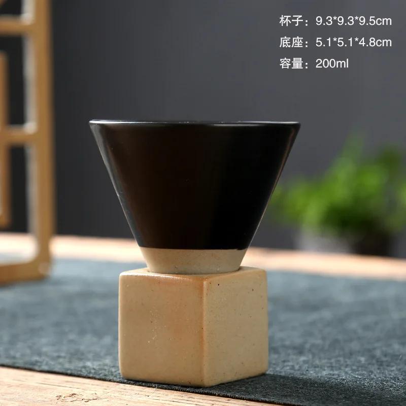 Vintage Keramiktasse Dreieckige Kegelform Keramik Tee Kaffeetasse Latte Pull Blume Porzellantasse Keramiktasse für Zuhause Büro