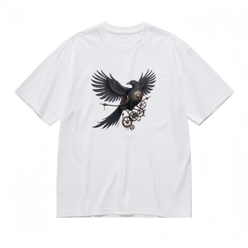 

Women s Fashion Classic T-Shirt Mechanical Bird Artwork and Serenity Symbol Tee 4XL