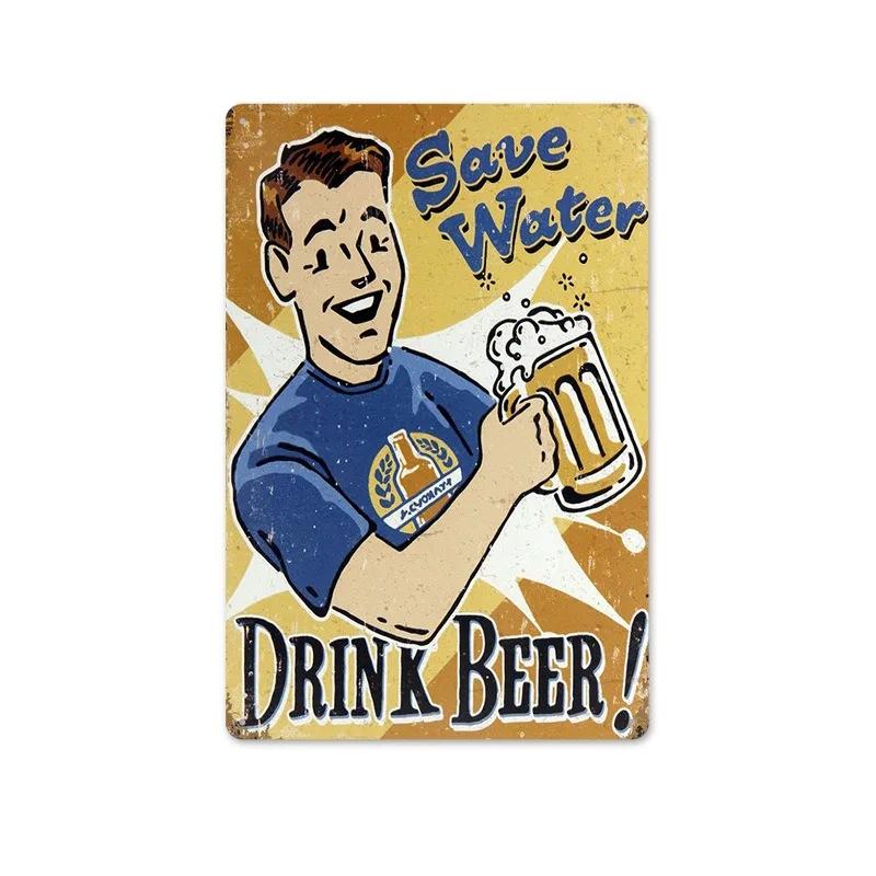 Metal Tin Sign Poster Beer Tin Sign Metal Plaque Poster for Bar Club Wall Decor Retro Home Bedroom Vintage Wall Plate Pendant