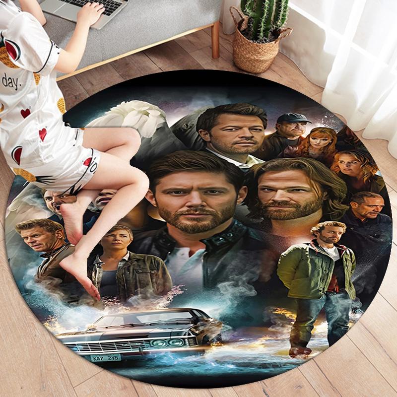 Supernatural Round Area Rug,Carpet Rug for Living Room Bedroom Sofa Playroom Decor,Non-slip Floor Mat